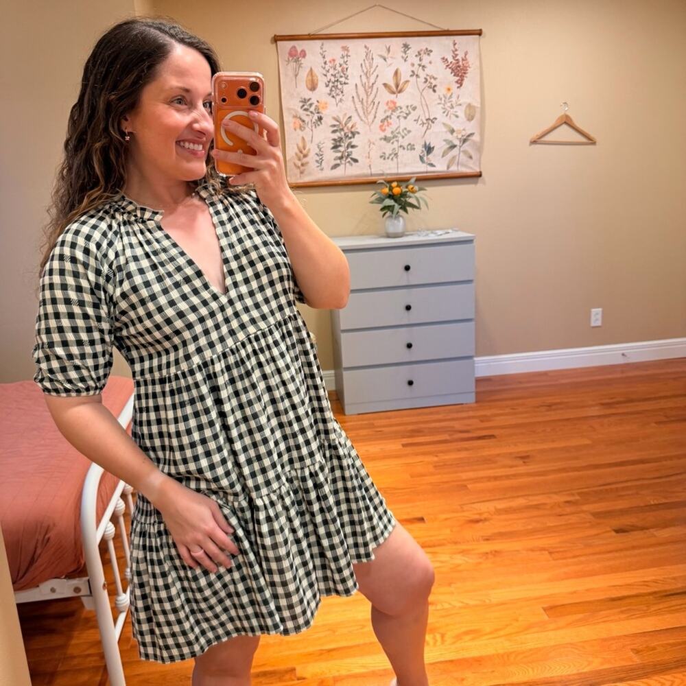BB Dakota Black White Checkered Plaid Gingham Mini Dress Smal